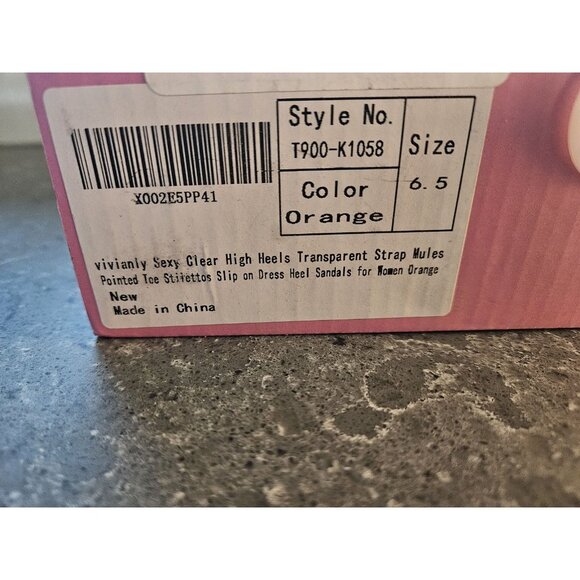 Vivianly Orange Transparent Pointed Toe Heels Sandals Strap Stiletto Heels - Picture 11 of 12